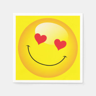 Love You Heart Eyes Cute Emoji Engagement Party Paper Napkins