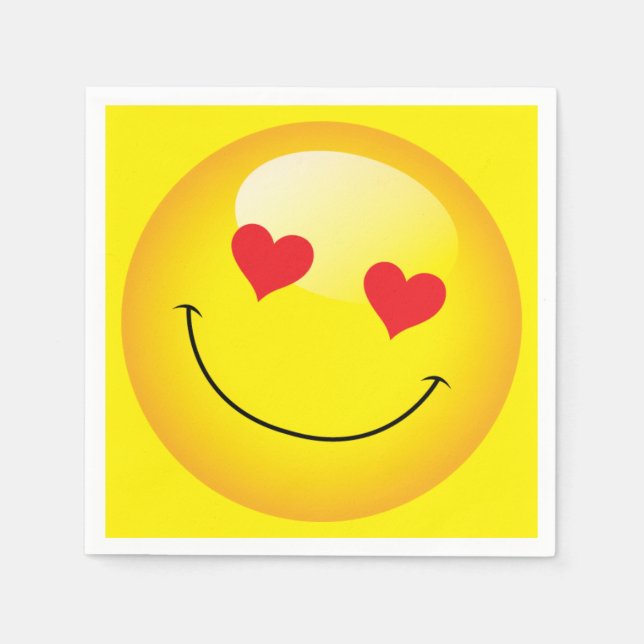 Love You Heart Eyes Cute Emoji Engagement Party Paper Napkins (Front)