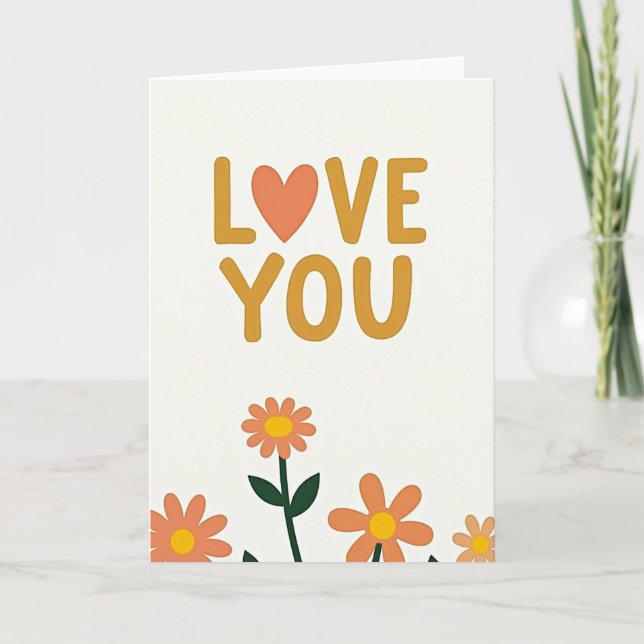 Love You Heart Flowers Card (Front)
