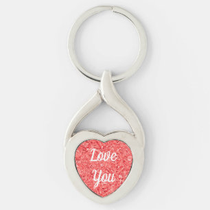 Love You Heart Gemstone Custom Keychain