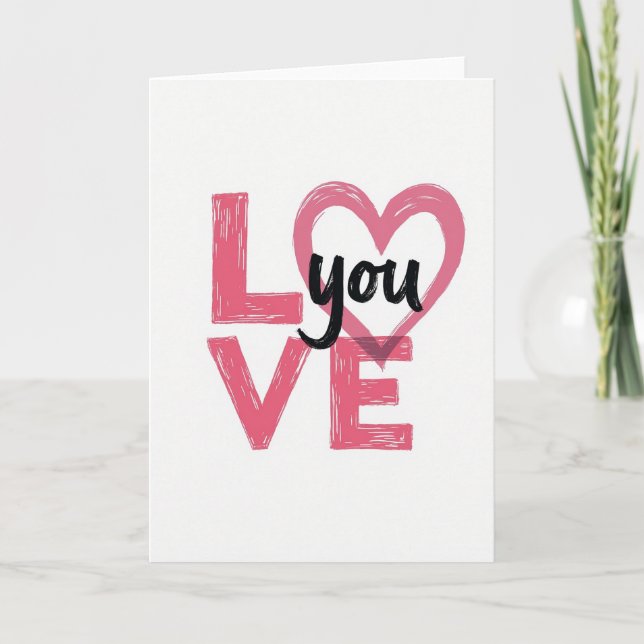 Love You Heart Greeting Card (Front)
