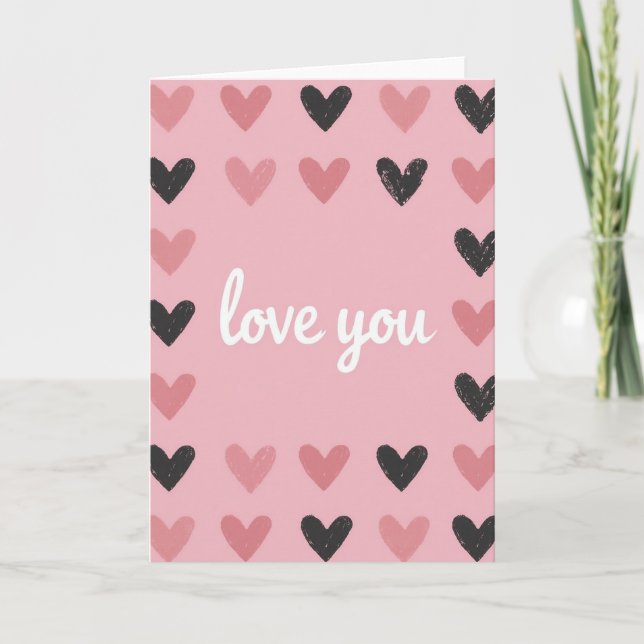 Love You Heart Pattern Card (Front)
