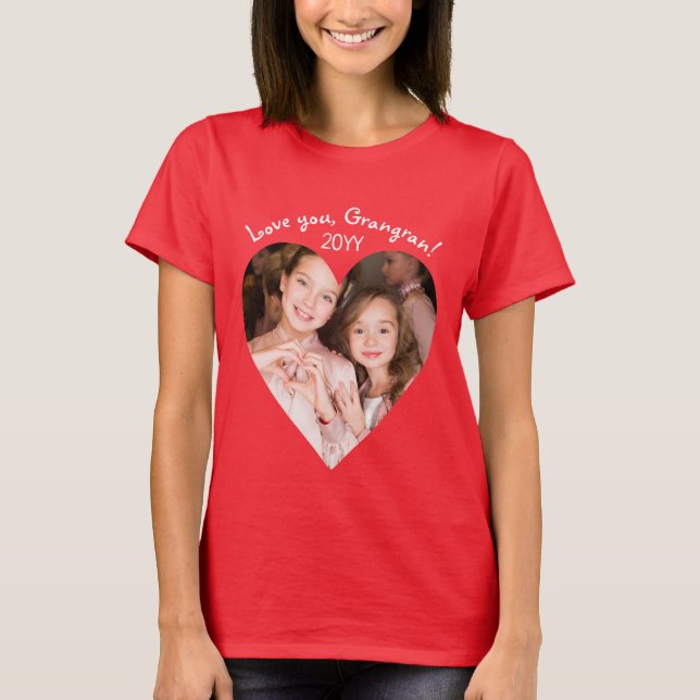 Love You Heart Photo Frame Cute T-Shirt (Front)