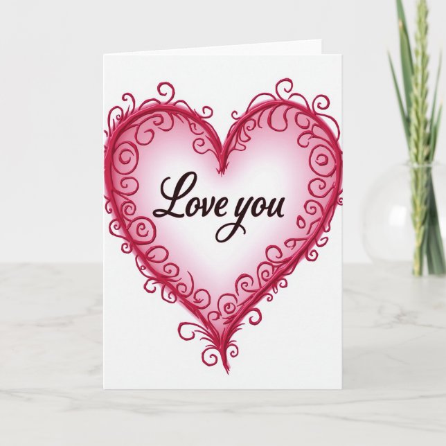 Love You Heart Romantic Card (Front)