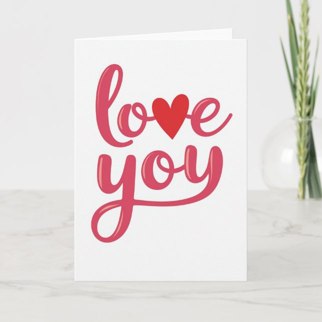 Love You Heart Script Sweet Card (Front)