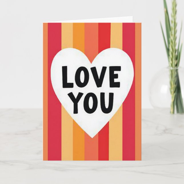 Love You Heart Stripe Art Card (Front)
