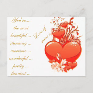 Love you heart valentine romantic love holiday postcard