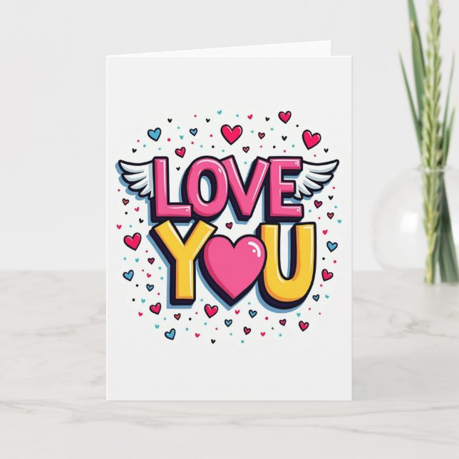 Love You Heart Wings Card (Front)