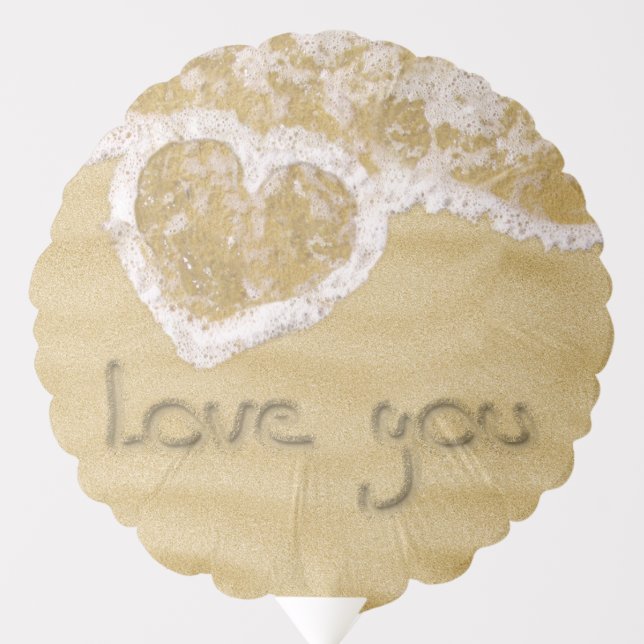 "Love you" Heart written in Sand Balloon (Front)