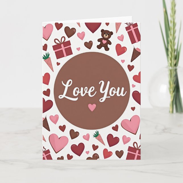 Love You Hearts And Bears Card (Front)