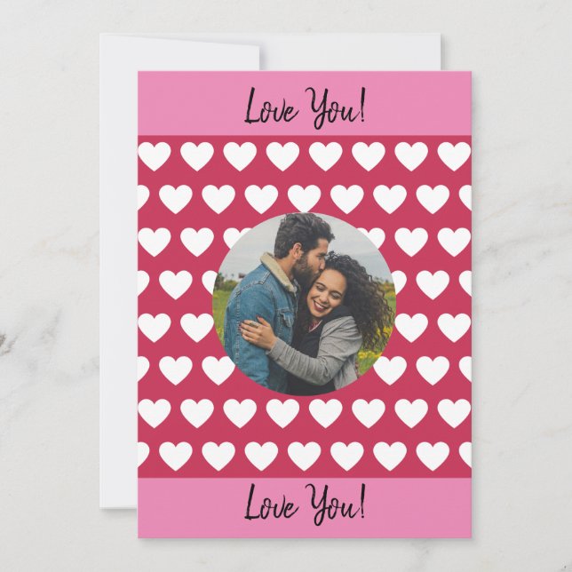 Love You! Hearts and Photos Valentine Holiday Card (Front)