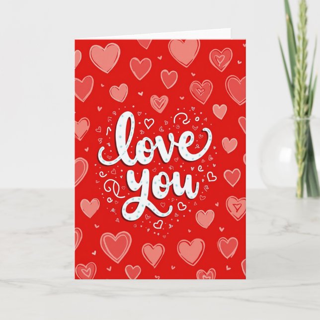 Love You Hearts Celebration Card (Front)