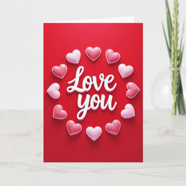 Love You Hearts Elegant Gift Card (Front)