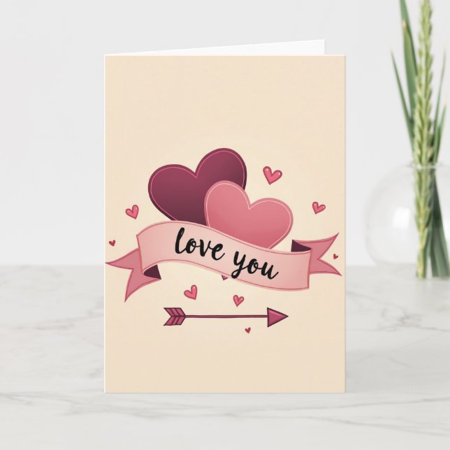 Love You Hearts Graphic Art Card (Front)