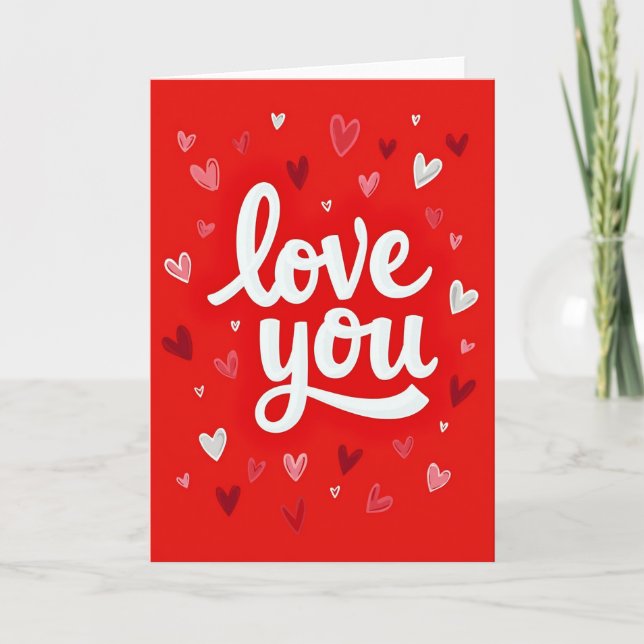 Love You Hearts Graphic Card (Front)
