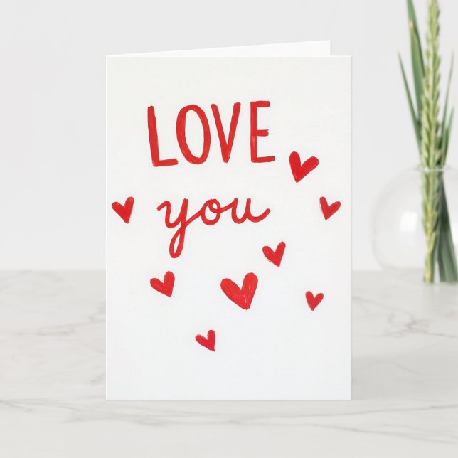 Love You Hearts Handmade Card (Front)