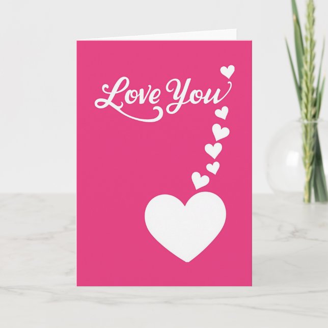 Love You Hearts Magenta Field Card (Front)