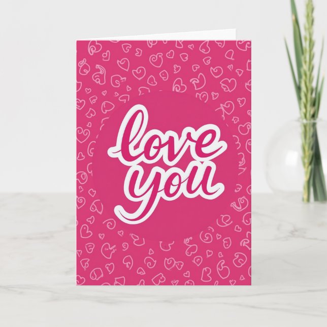 Love You Hearts Pink Greeting Card (Front)