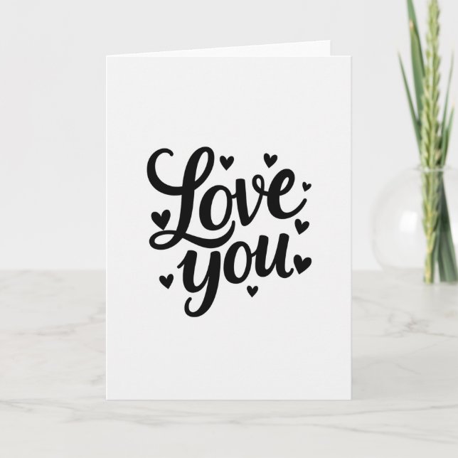 Love You Hearts Romantic Matte Card (Front)