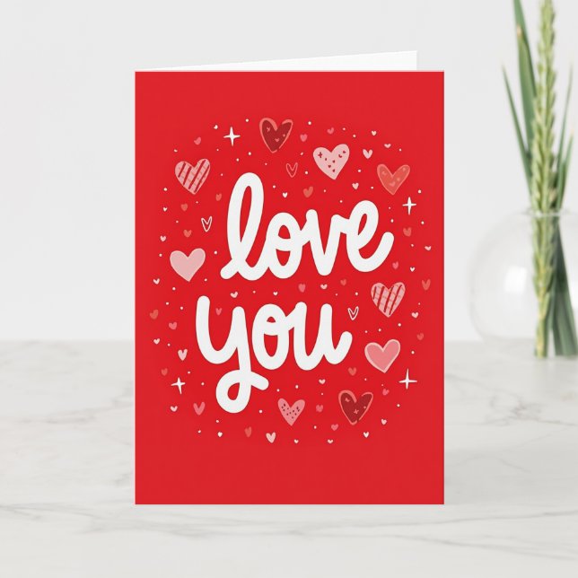 Love You Hearts Simple Sweet Card (Front)