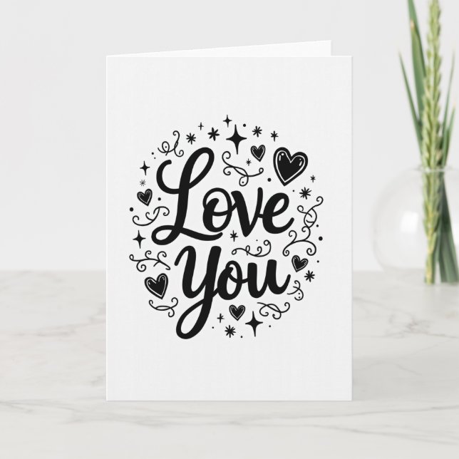 Love You Hearts Stars Card (Front)