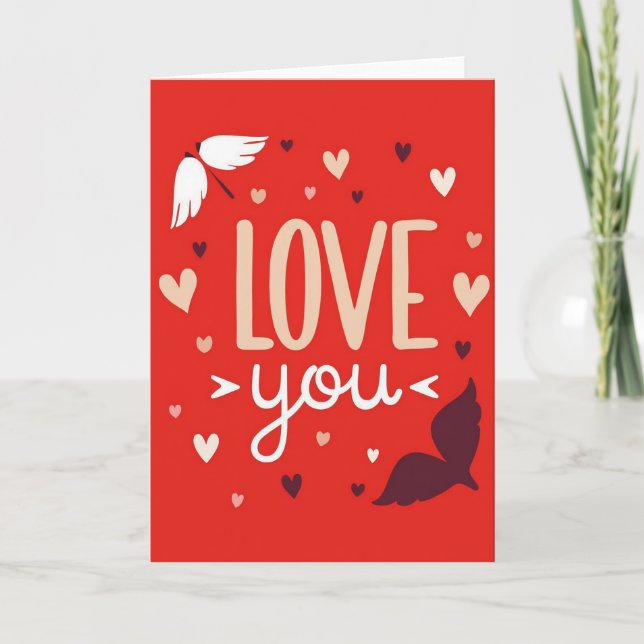 Love You Hearts Warm Wishes Card (Front)