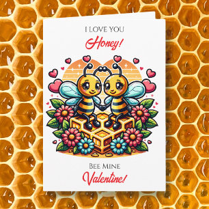 Love You Honey   Bee Themed Valentine's Day Card