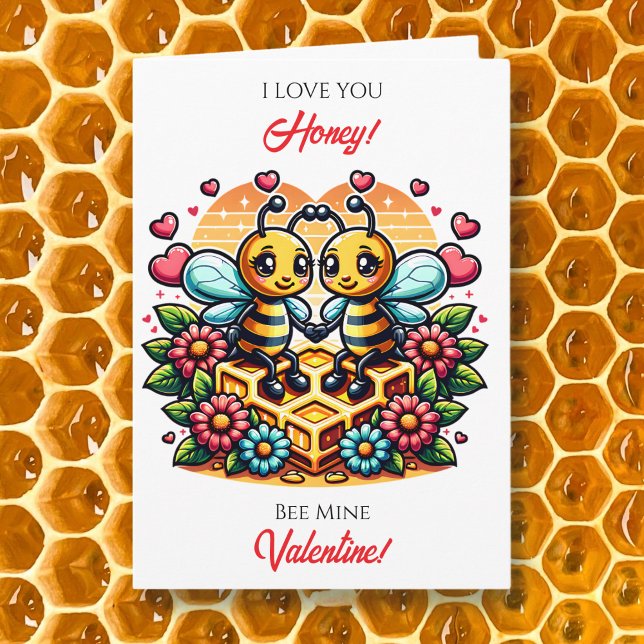 Love You Honey | Bee Themed Valentine's Day Card (Creator Uploaded)