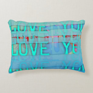 Love You in Blue St Valentine's Day Accent Pillow