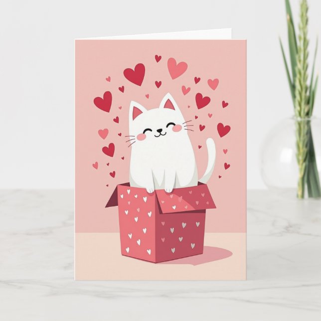 Love You Kitty Hearts Card (Front)