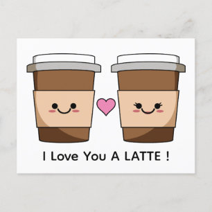 Love You Latte Coffee Postcard