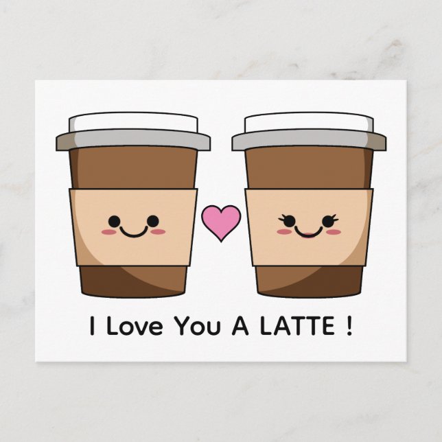 Love You Latte Coffee Postcard (Front)