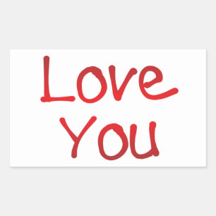 Love you lettering rectangular sticker