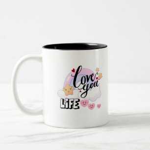 Love you life sticker Two-Tone coffee mug