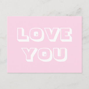 Love You, light pink white modern bold Postcard
