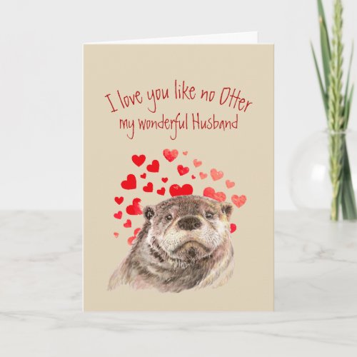 Love You like no Otter Fun Cute Otter Husband Holi Holiday Card