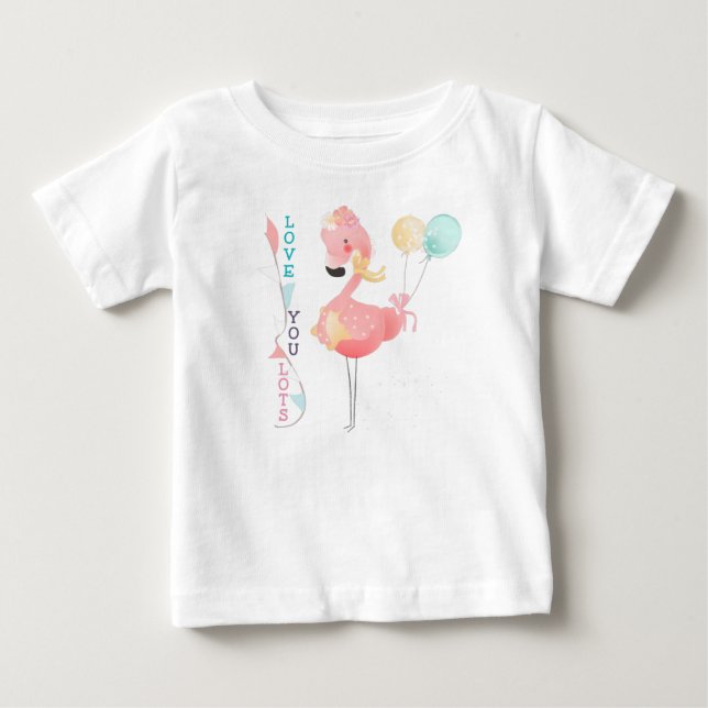 Love You Lots Cute Pink Flamingo Baby T-Shirt (Front)