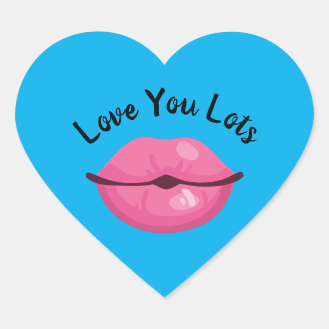 Love You Lots Kissy Lips Heart Sticker (Front)