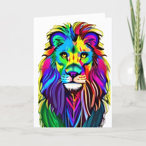 Love You Lots  Lion Face Mystical Fantasy Art Card