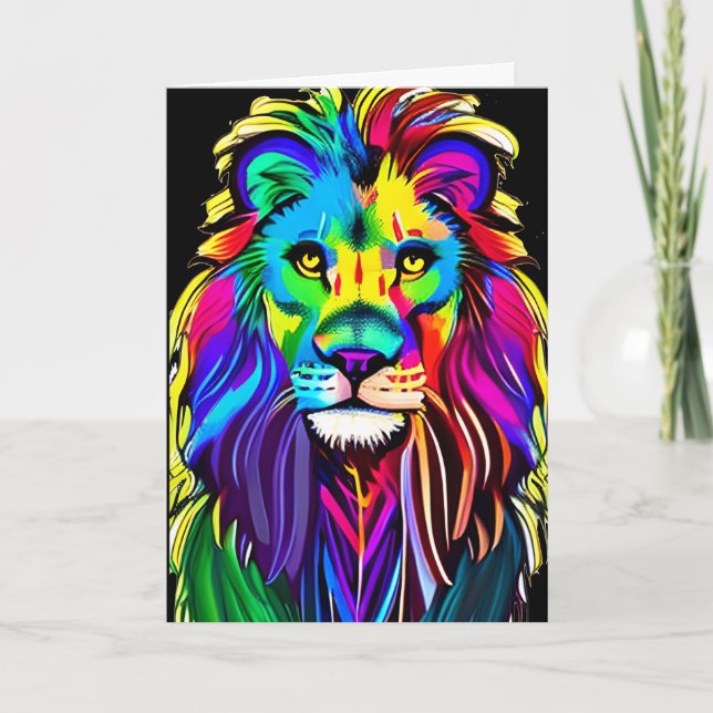 Love You Lots | Lion Face Mystical Fantasy Art Card (Front)