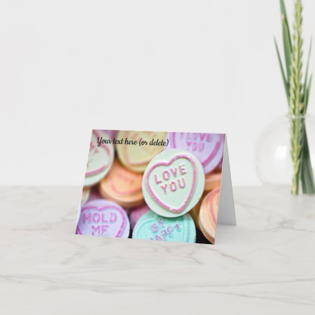 "Love you" Love heart sweets Greeting card (Front)