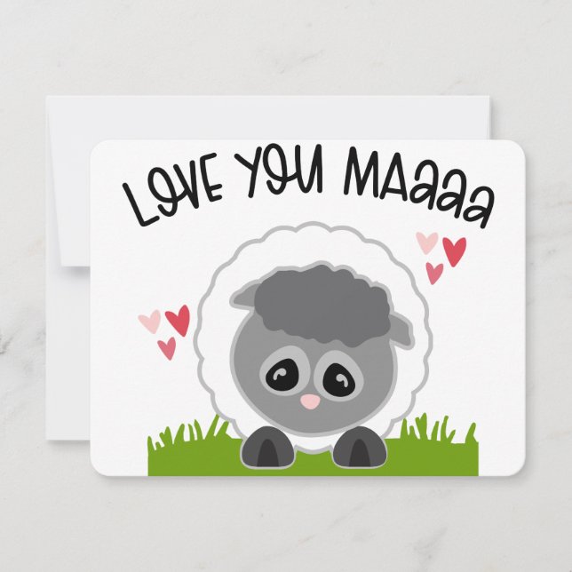 Love You Maaa | Cute Sheep Pun Design | Funny Farm Holiday Card (Front)