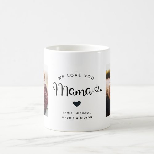 Love you Mama Hearts Custom Two Photo Trendy Chic Coffee Mug