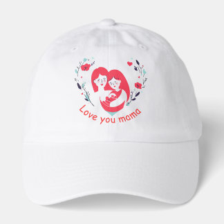 Love You Mama T‑Shirt — Heart Mother & Daughter De Hat