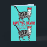 Love You Mans Name Cool Tabby Cat Cats Funny Card<br><div class="desc">Love You Mans/Boyfriend's/Husbands Name Cool Tabby Cat Funny Drawing Card or Thank You Card. Designed from one of my original drawings,  enjoy!</div>