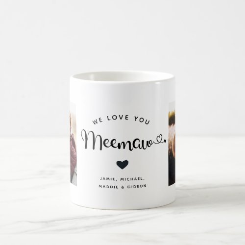 Love you Meemaw Hearts Custom Two Photo Coffee Mug