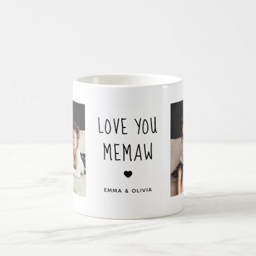 Love You Memaw  Two Photo Handwritten Text Coffee Mug