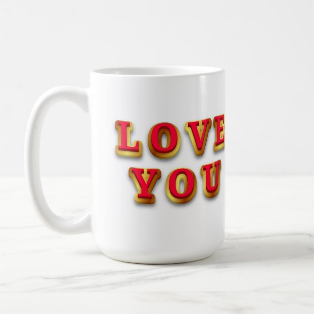 Love You Message With Gold Text Coffee Mug (Left)