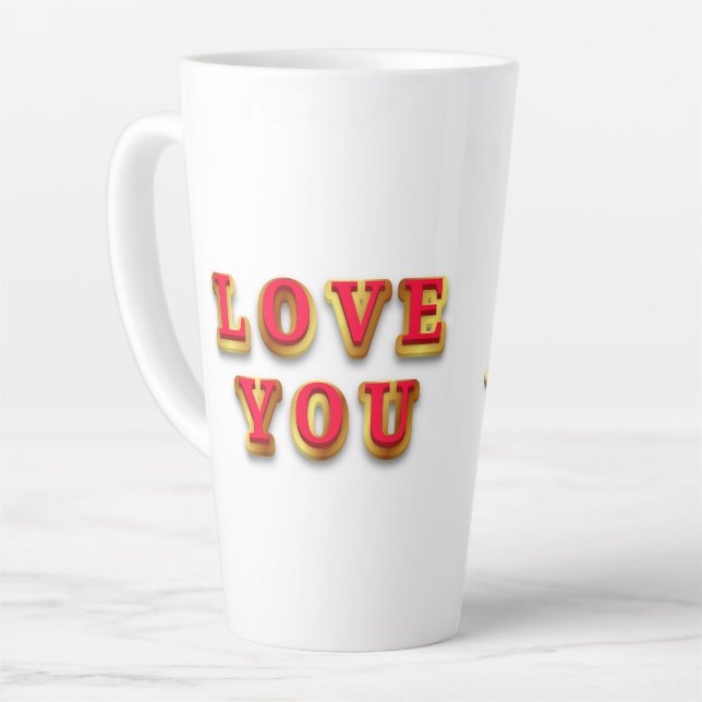 Love You Message With Gold Text Latte Mug (Left Angle)