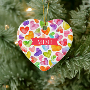 Love You Mimi   2 sided Ceramic Ornament